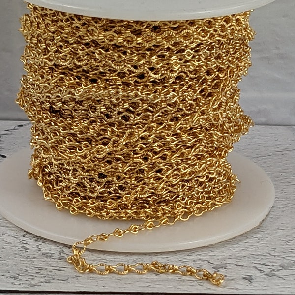 Matte Gold Textured Ladder Chain, Link Chain, Dainty,  2x5mm