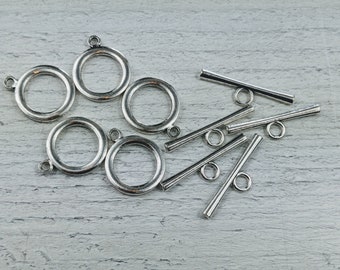 21 mm antiek zilveren ronde knevelsluitingen, connectoren, schakels, armband, ketting, 5 sets