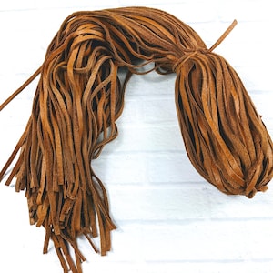 Caramel Brown Deerskin Soft Leather Lace 3/16&quot;/5mm/ 40&quot; Pieces/ 5pcs., Strips, Supple Leather