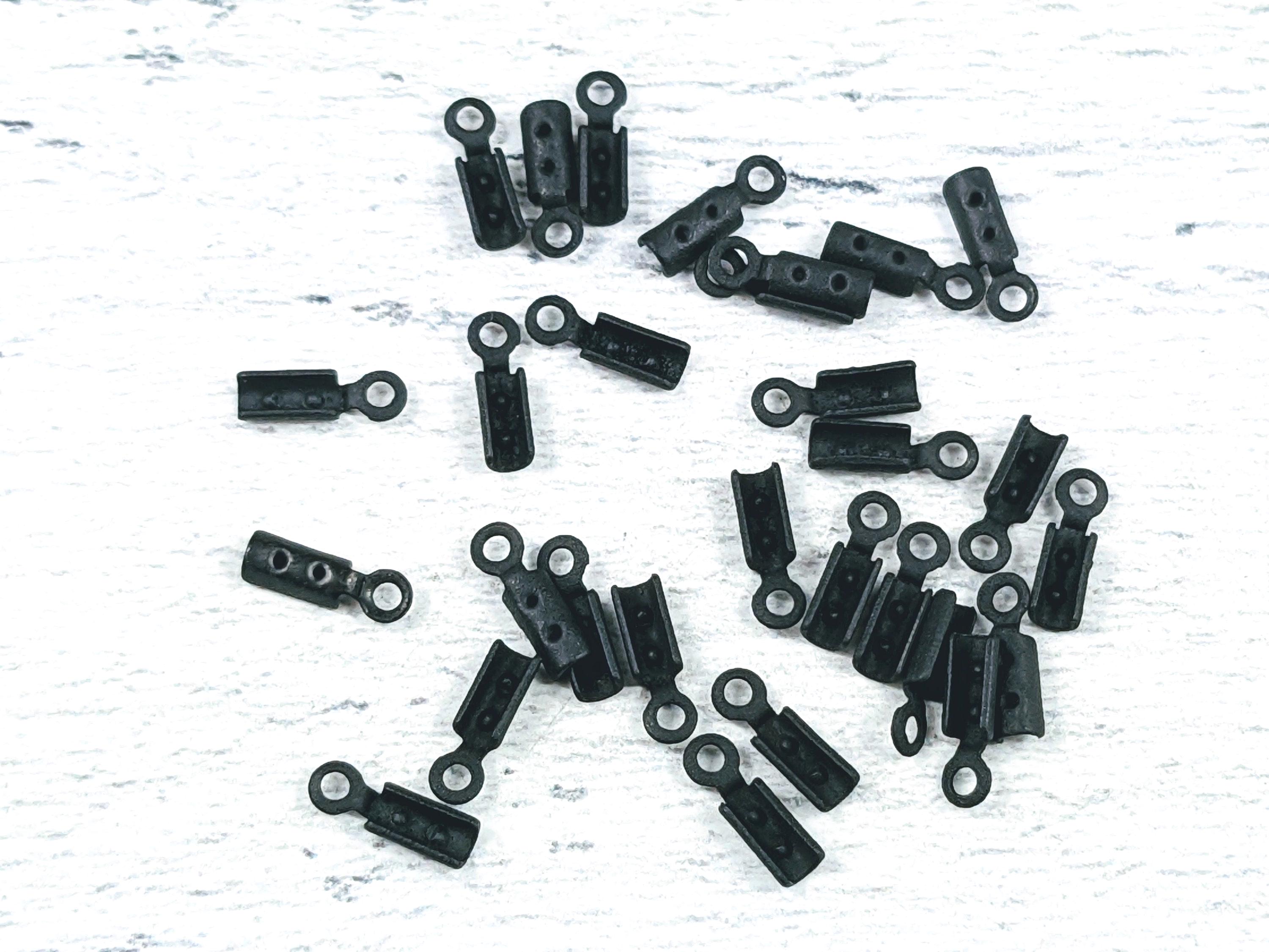 Cashmere Crimp Crimp With Loop in Black Nite for 1mm Ball Chain, Matte, Fold Over ...