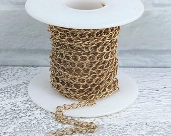 Gold Plated Medium Curb Chain, Link Chain