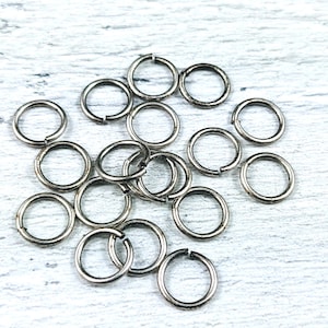 8mm Antique Silver Open Jump Rings