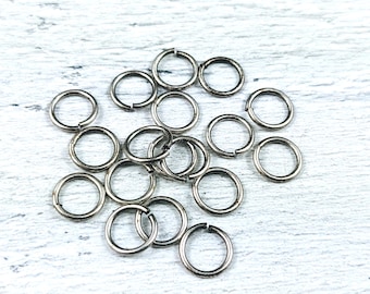 8mm Antique Silver Open Jump Rings