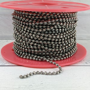 3mm Faceted Ball Chain in Antique Silver