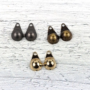 Antique Brass, Matte Gunmetal or Gold Plated Clam End Cap, Connector, Satellite Ball Chain Connector, 2pcs.