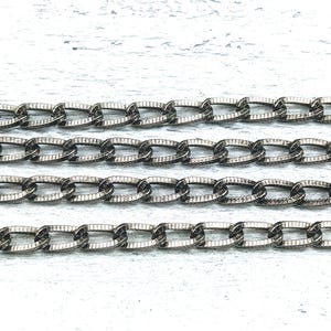 Large Antique Silver Textured Twisted Oval Link Chain, 13x7mm