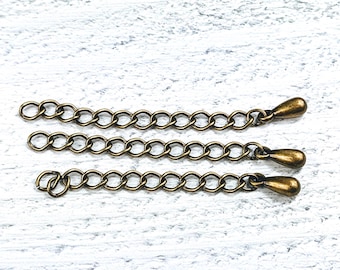 2&quot; Antique Brass Extension Chain, Jewelry Extender Chain, Bracelet, Necklace, Curb, Extenders