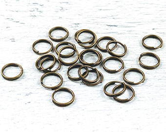 Anillas de salto partidas de latón antiguo de 8 mm, con resorte, 20 g
