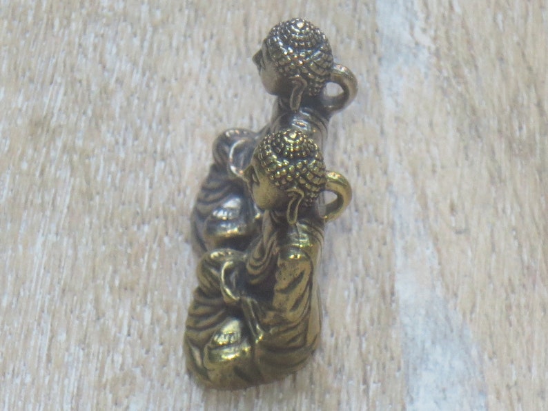 Yoga Ethnic Statue Antique Brass or Silver Sitting Buddha Charm Deity Pendant Namaste Spiritual Charm