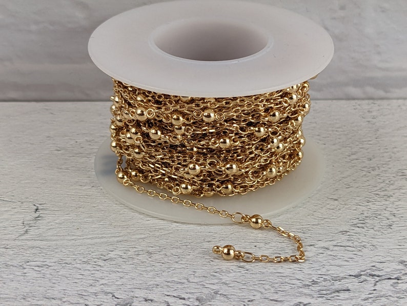 Dainty Gold Plated Ball and Link Chain Etsy