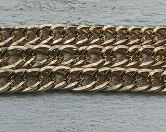 Grande chaîne gourmette en aluminium plaqué or, Maillons, 18x12 mm, 2 pieds