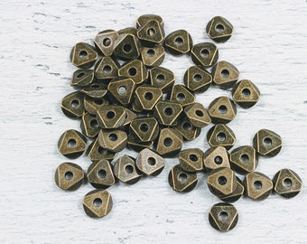 Antique Brass Triangle Spacer Beads, 6mm, 25pcs.