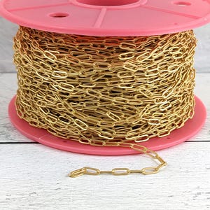 Thin Oval Link Chain in Matte Gold, Gold Chain, Link Chain, Paperclip, 8x3mm