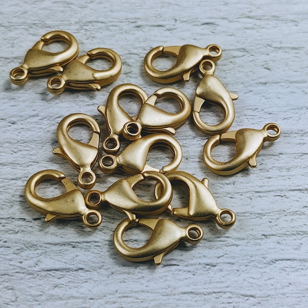 Matte Gold Lobster Clasps 15x9mm