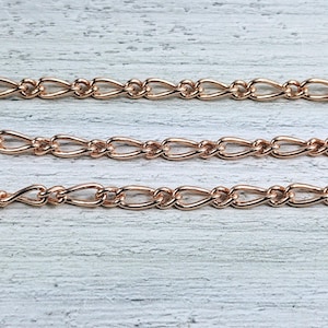 Rose Gold Twisted Figaro Chain, Link, 8x4mm