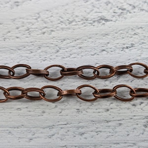 Antique Copper Oval Link Chain, 7x6mm