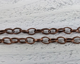 Antique Copper Oval Link Chain, 7x6mm