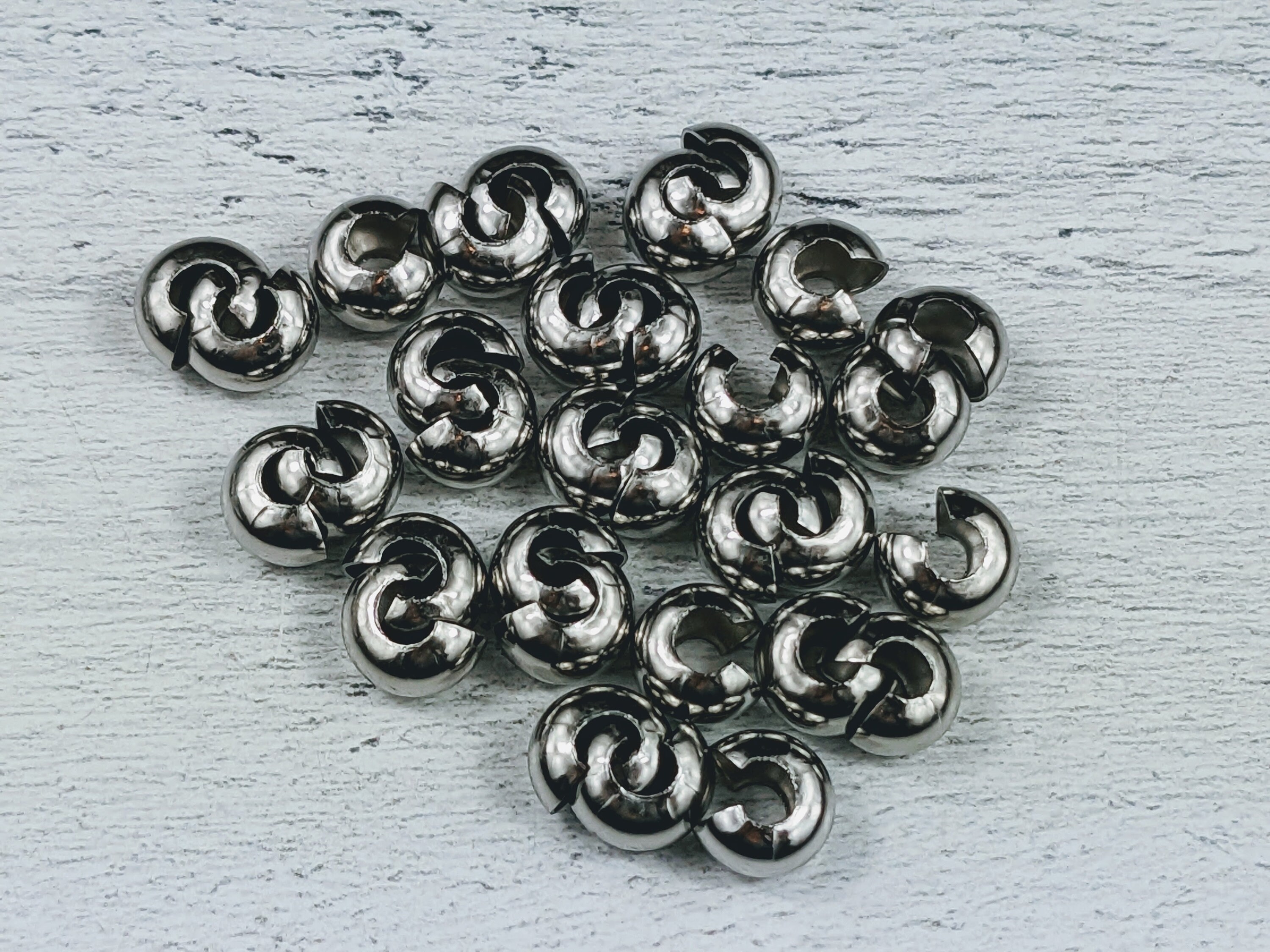 4mm Crimp Bead Covers Oxidized Sterling Silver - 25 pcs-F59Z