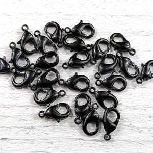Shiny Black Nite  Lobster Clasps 12x7mm