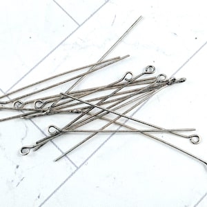 2" Antique Silver Eye Headpins, 20g, Head Pins, Loop, Eyepins, 25pcs. 50pcs. or 75pcs.