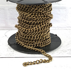 Antique Brass Curb Chain, 6mm, Link Chain