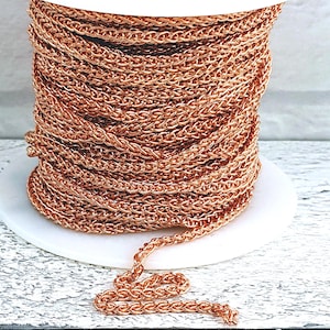 2mm Wheat Chain in Rose Gold, Rose Gold Wheat Chain