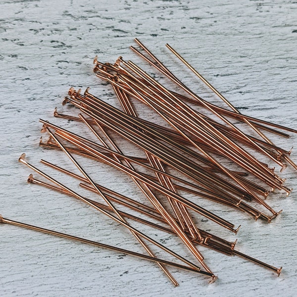 2" Rose Gold Headpins, 20g, Headpins-20pcs, Head Pins