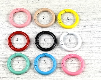 2pcs. Large O Gate Push Clasp, Enamel Finish,  25mm, Multiple Colors,  Carabiner