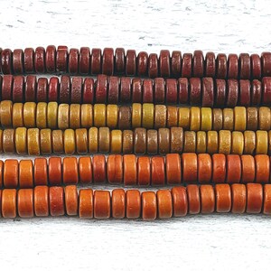 Handmade Indonesian Glass Rondelle Beads, 1 Strand, Bali, 7mm, Approx. 180 Beads, Deep Red, Browns or Orange