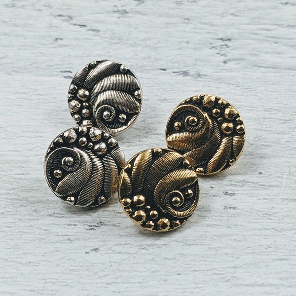 12mm TierraCast Antique Silver or Antique Gold Ornate Flower Button, Tierra Cast, Pewter, 2pcs.