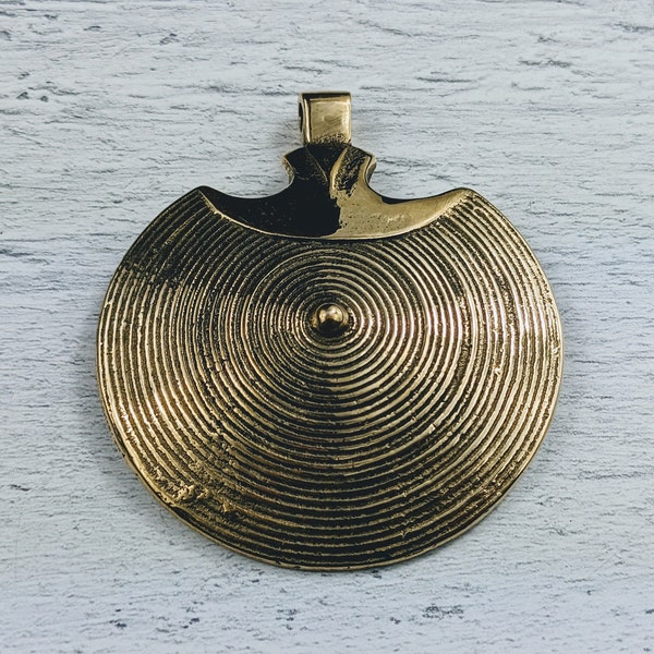 Large Ornate Brass Spiral Pendant, Ethnic, Tribal, 66x58mm