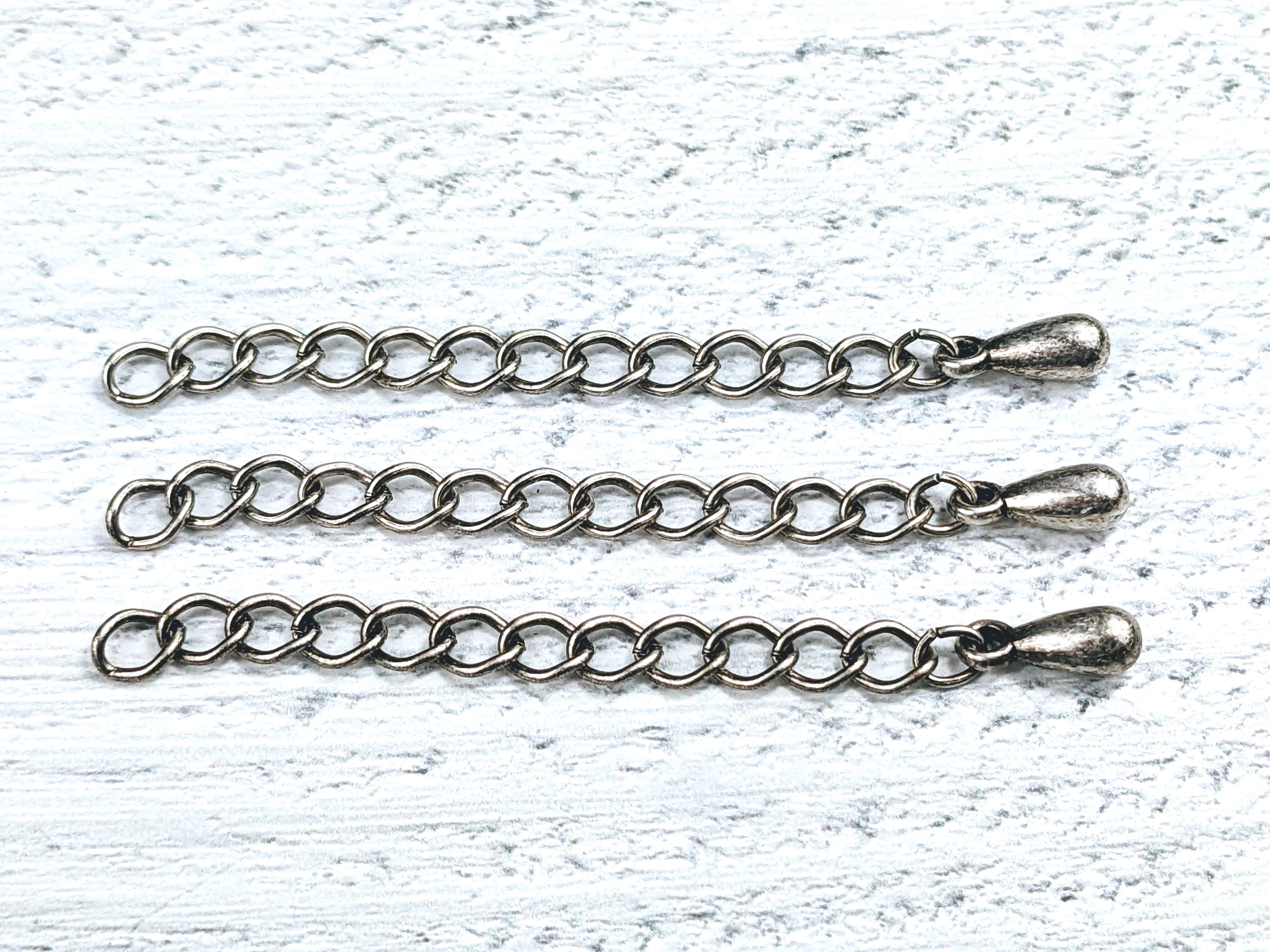 2" Antique Silver Extension Chain, Jewelry Extender Chain, Bracelet, Necklace, Curb, Extender