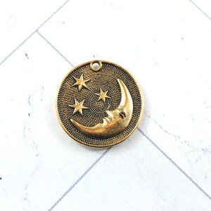 2Stk. Antiker vergoldeter Mond und Sterne Charms, Anhänger, Lunar, 24 mm