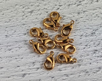 Gold Plated Lobster Clasps 10x6mm