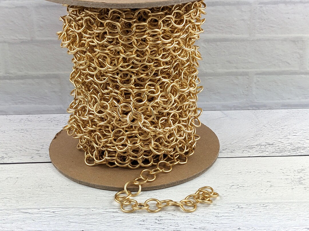 Large Matte Gold Hammered Round Cable Link Chain, 13mm - Etsy
