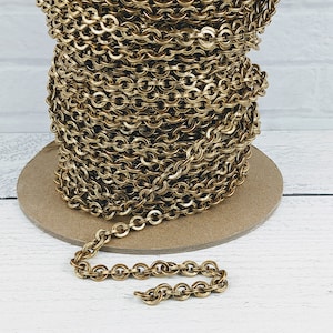 Antique Gold Heavy Gauge Cable Link Chain, 8x9mm