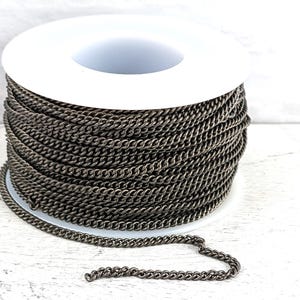2mm Matte Gunmetal Fine Curb Chain, Dainty