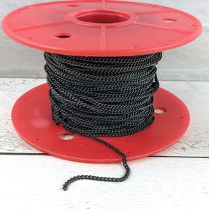2mm Dainty Curb Chain in Matte Black, Black Chain
