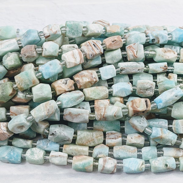 Rare Carribean Calcite Gemstone Beads, Nugget, Square, Rectangle,  Approx. 30pcs. 16" Strand, 10-15mm, Matte Finish, Browns,