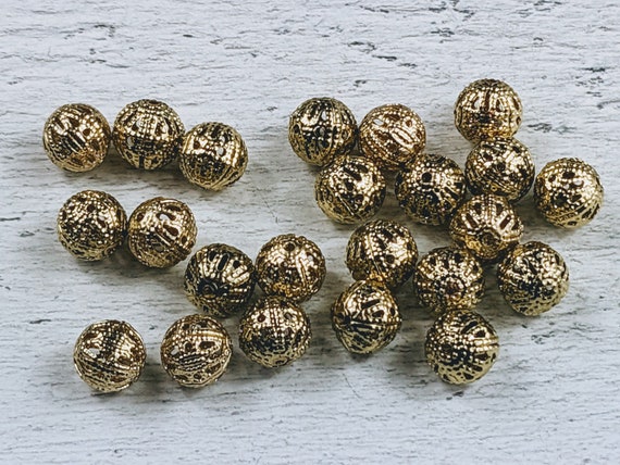 Gold filigree best sale beads