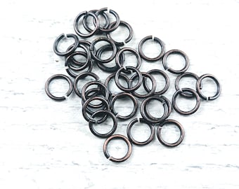 7mm Oil Rubbed Bronze Plated Open Jump Rings, 18g, 18 Gauge