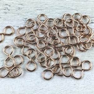 Rose Gold Plated Figure 8 Connectors, Infinity, Links, 15pcs. 20x9mm, Thick Gauge, Sturdy