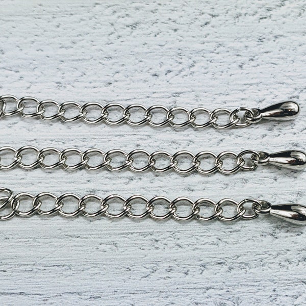 2" Rhodium Extension Chain, Jewelry Extender Chain, Bracelet, Necklace, Curb, Extender