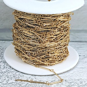 Gold Plated Bar Chain, 13mm, Link