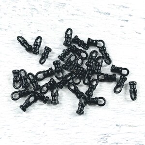 1.5mm Black Plated Crimp End with Loop, Leather Crimp, 10pcs.