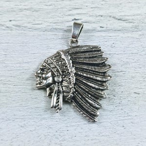 Antique Silver Native Style Head, Charm, Indian Head Pendant, Ethnic