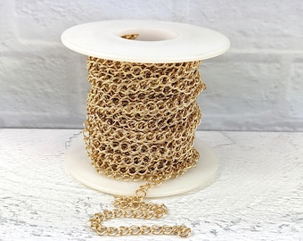 Small Curb Chain in Gold Plating, Gold Plated Chain, Link Chain