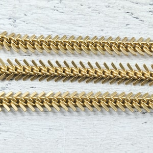 9mm Matte Gold Plated Fishbone Chain, Fishbone Chain, Herringbone, Herring Bone