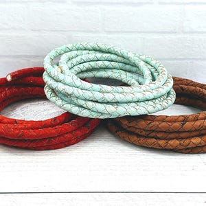 10mm Round Braided Cork Cord, 1 Meter, 3ft. Pale Turquoise, Red or Saddle Brown