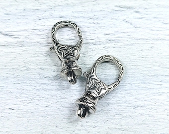2pcs. Antique Silver Star Design Large Swivel Clasp, Lobster, 30x15mm